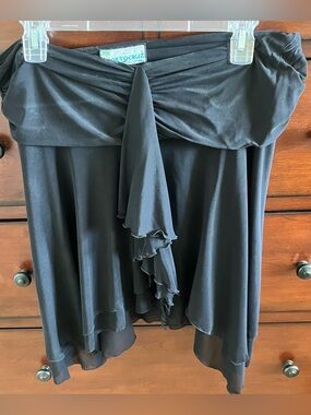 Like New Portocruz Black Mesh Elastic Waist Mini Skirt Coverup Size Large